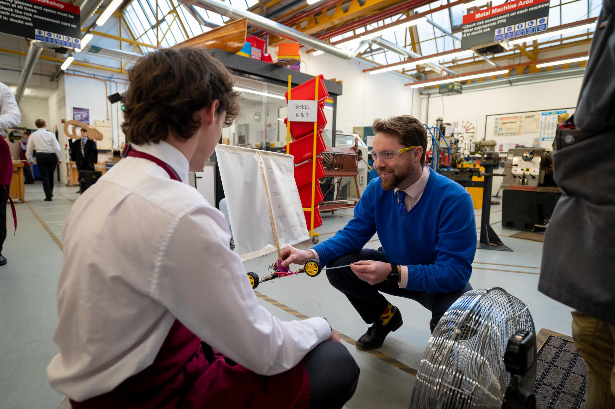 teacher and boy in workshop at Radley College