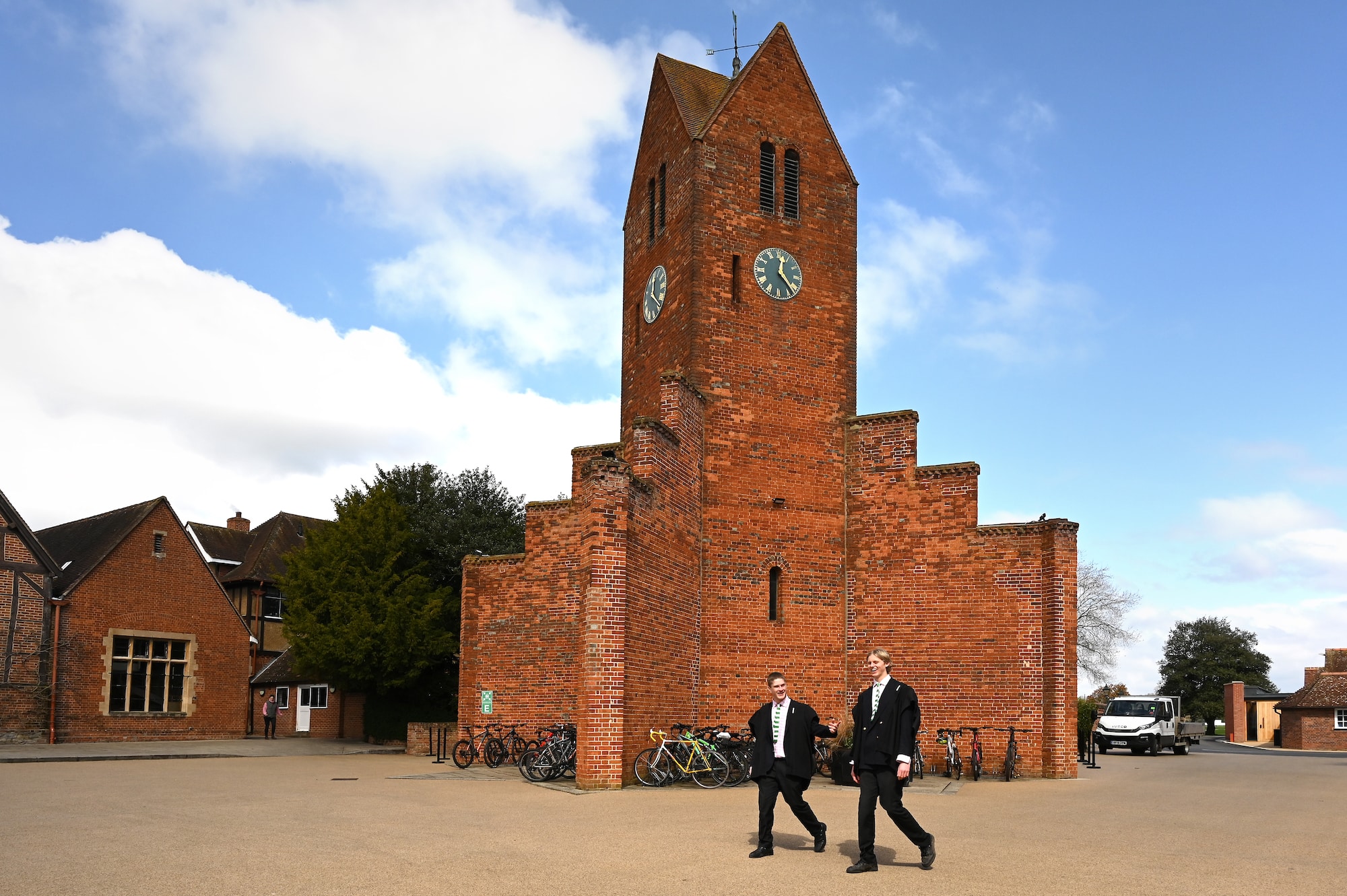 Boys past Clocktower at Radley College
